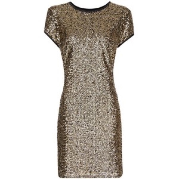 Mango | Dresses | Mango Suit M Gold Sequin Sparkle Dress Short Sleeve |  Poshmark